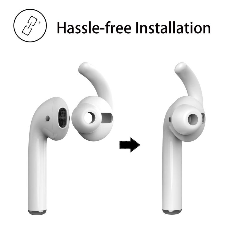 REEYEAR Anti-Slip Earhooks Soft Silicone Skin Compatible with Apple Airpods 2 & 1 Lightweight Sound Quality Enhancement for Headphones Outdoor Activities in-Ear EarHook 2 Pairs White - Image 3
